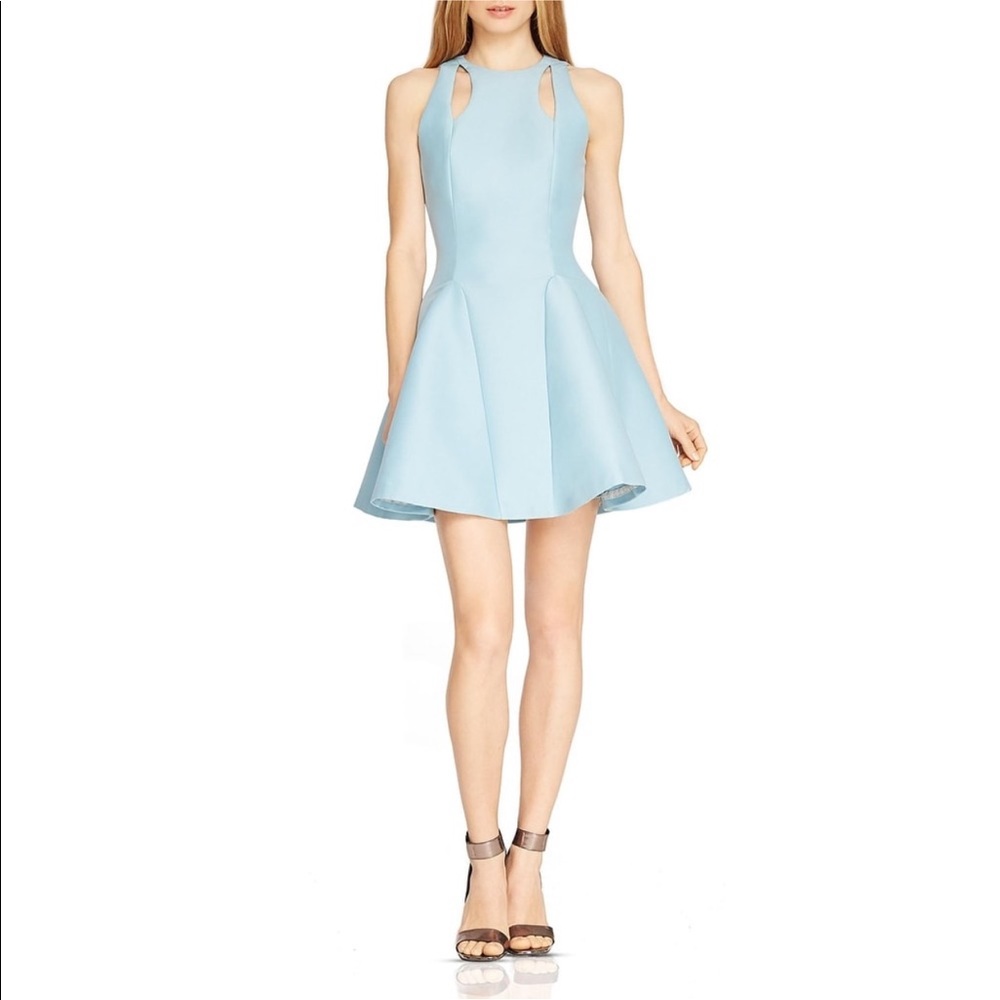 Halston Heritage Cut Out Blue Glacier Dress